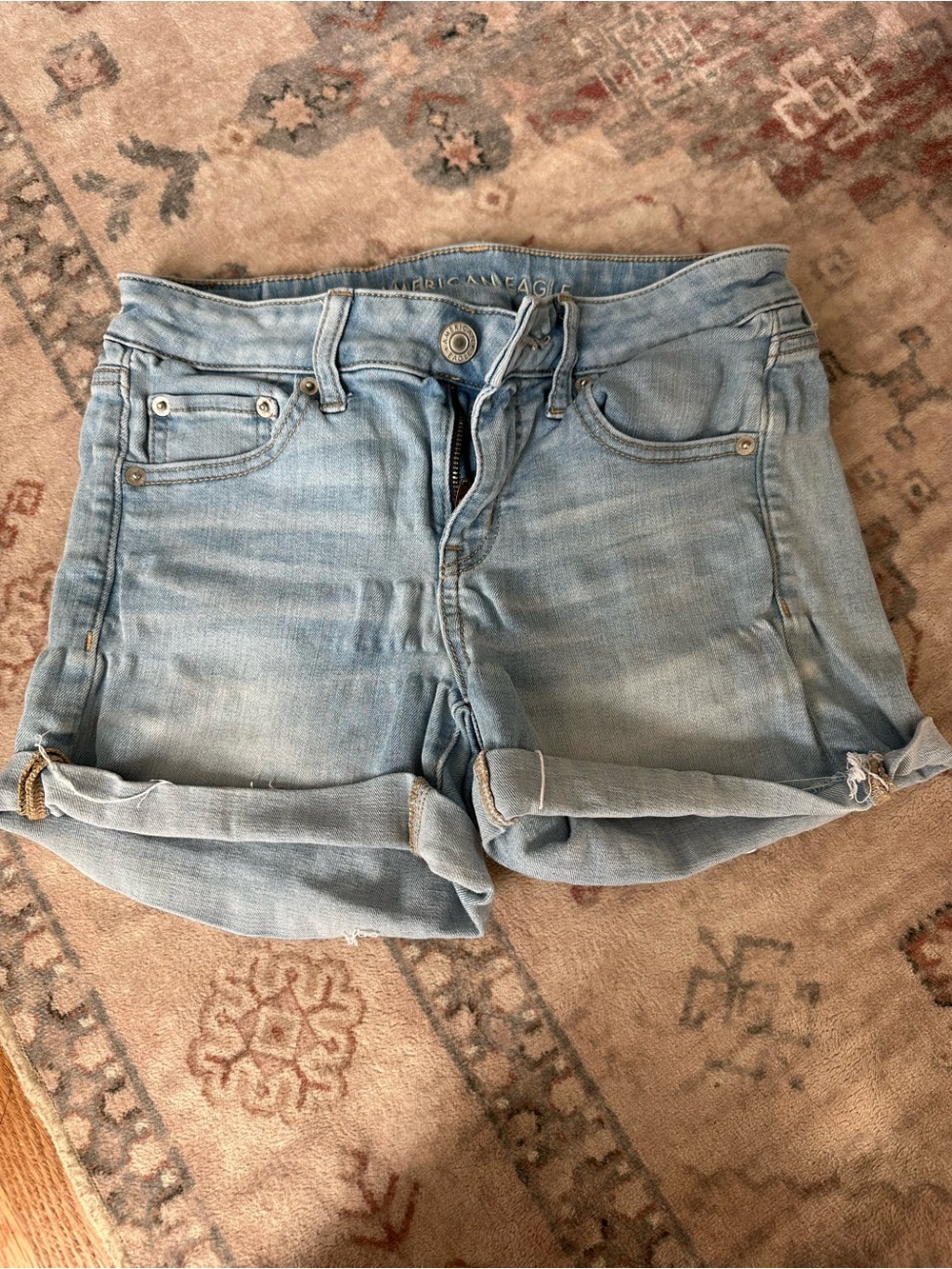 American Eagle Outfitters Light Blue Rolled Cuff Denim Shorts